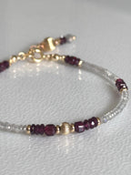 Garnet and Labradorite Bracelet, Dainty Gold Filled Gemstone Bracelet, Handmade Natural Stone Jewelry