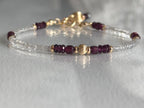 Garnet and Labradorite Bracelet, Dainty Gold Filled Gemstone Bracelet, Handmade Natural Stone Jewelry