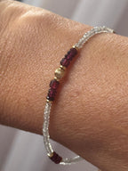 Garnet and Labradorite Bracelet, Dainty Gold Filled Gemstone Bracelet, Handmade Natural Stone Jewelry