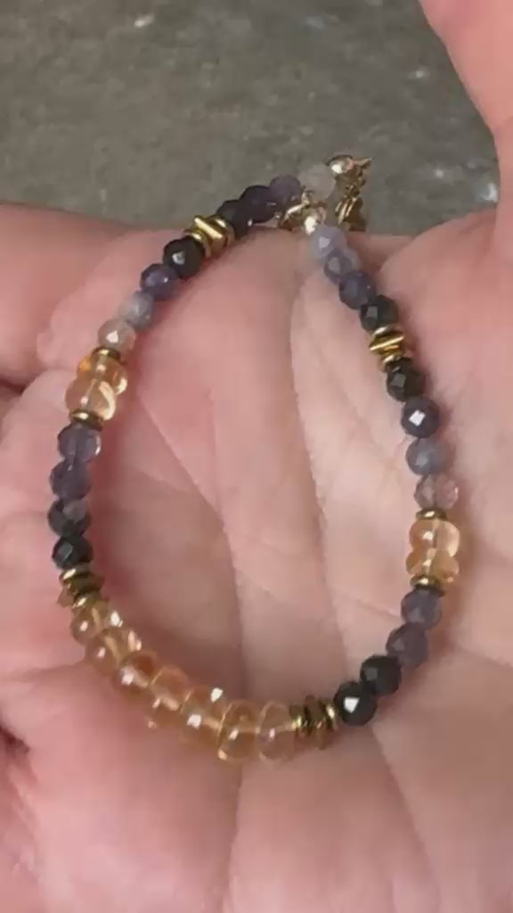 Citrine & Blood Iolite Gold Filled Bracelet