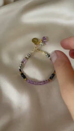 Amethyst, Black Tourmaline & Dalmatian Jasper Bracelet