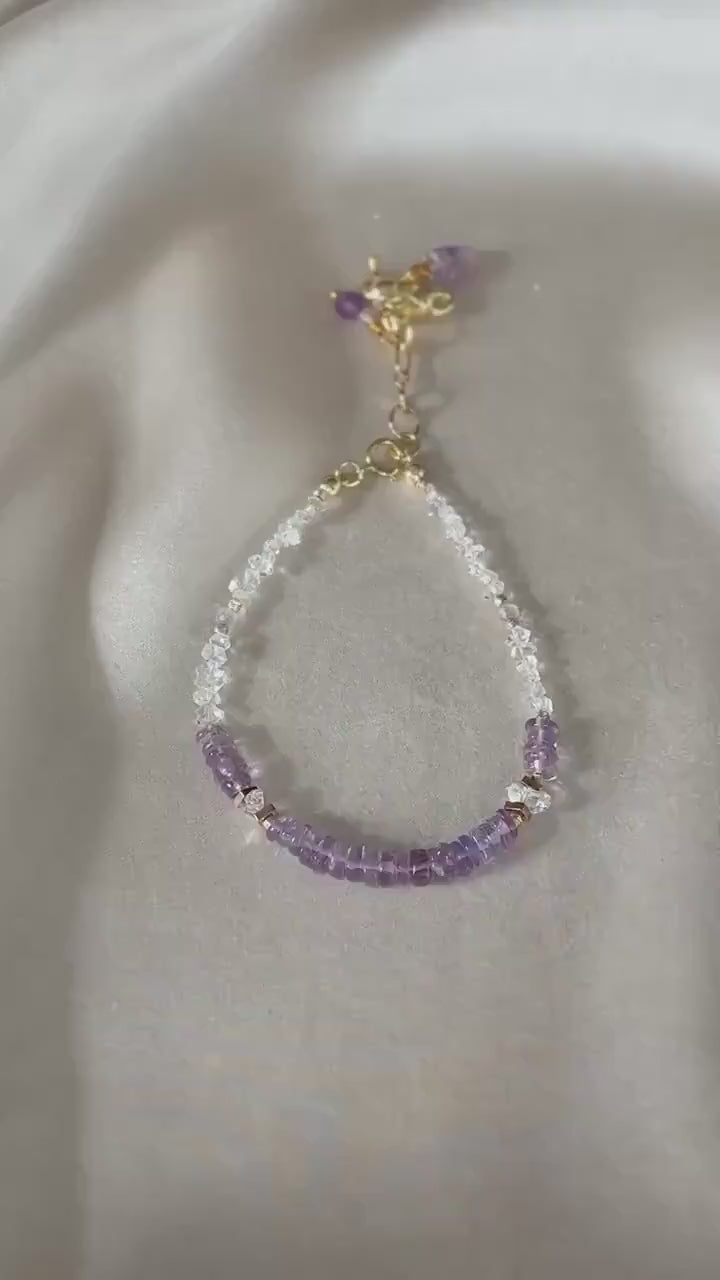 Amethyst & Herkimer Diamond Bracelet