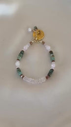Morganite, Rose Quartz & African Turquoise Bracelet