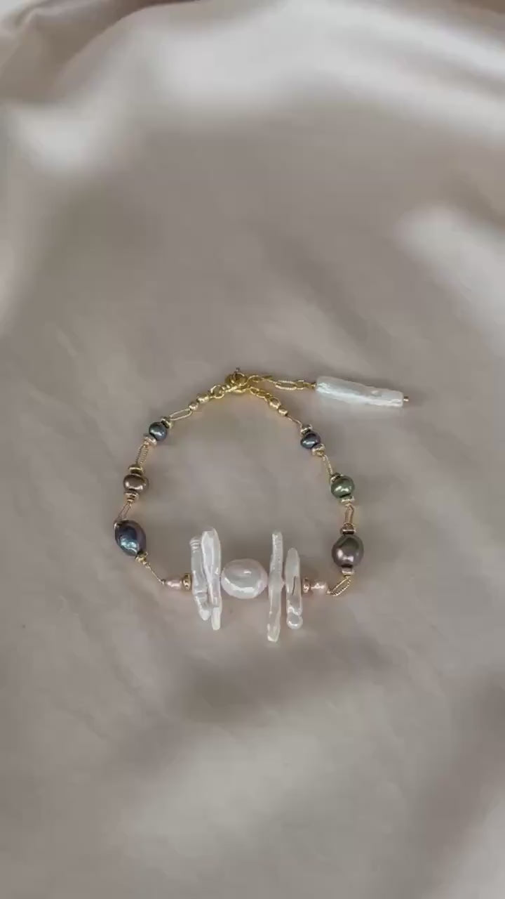 Natural Pearl & Hematite Bracelet