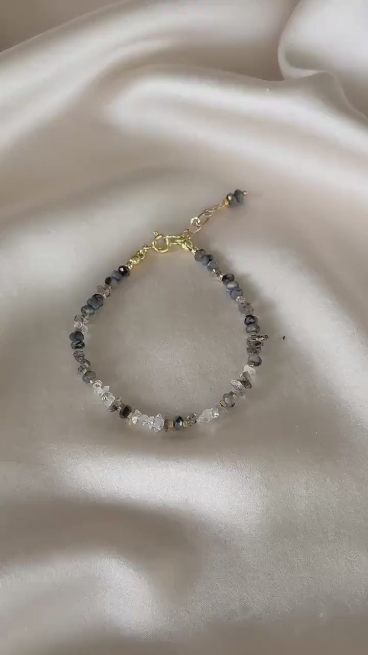Bransoletka z kryształów Herkimer i labradorytu