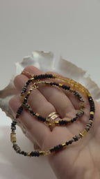 Citrine, Black Tourmaline & Dalmatian Jasper Necklace & Bracelet Set